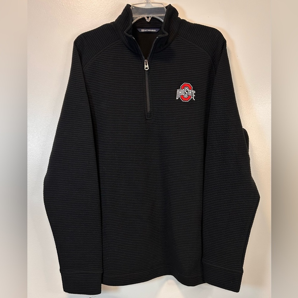Ohio State Buckeyes Black Cutter & Buck Coastal‎ Half-Zip Pullover Men’s Large